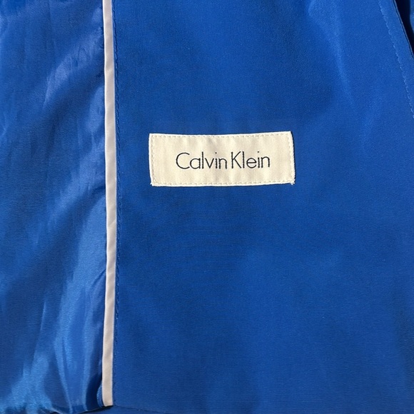 Calvin Klein Double Breast Mid Length Trench Coat Blue Belted Lined Size 0X - Picture 8 of 11